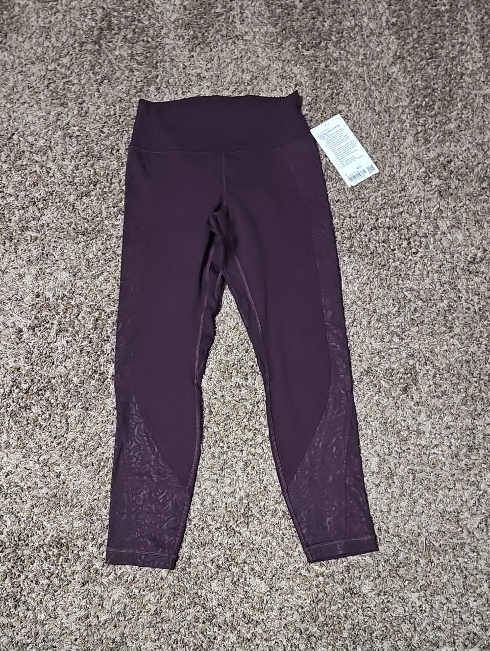 Lululemon Paisley Lace Overlay Tight 25"!! Nwts, Sz 6 Black Plum!! BLPM